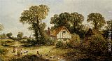 Childrem by a Country Cottage by James Edwin Meadows